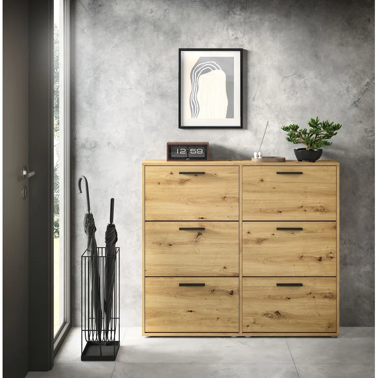 Schuhkipper >See< in Eiche Artisan, Melaminbeschichtet - 116x103x17cm (BxHxT) – Bild 8