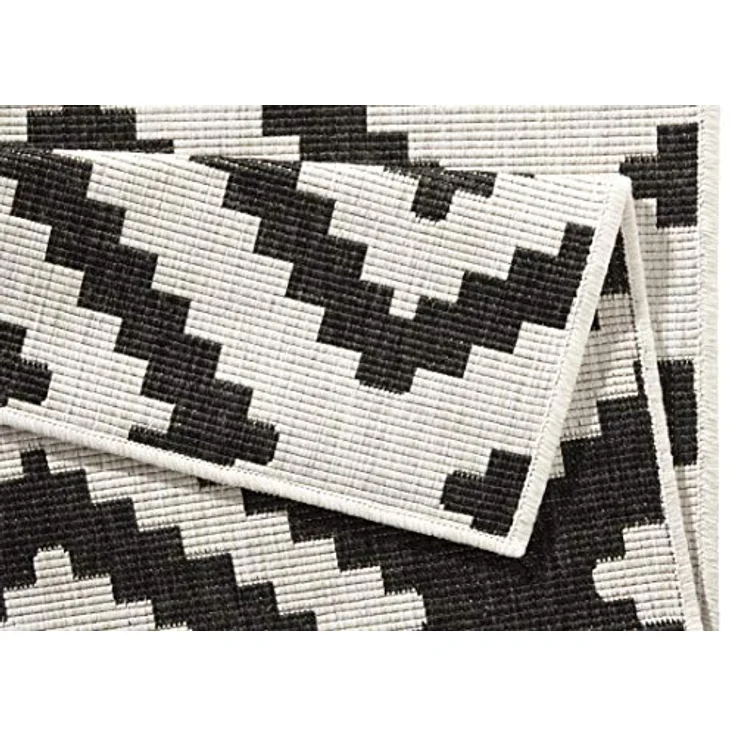 In- & Outdoor Teppich Malta Schwarz Creme - 80x350x0,5cm – Bild 8