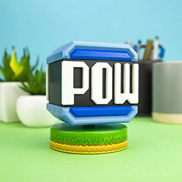 Paladone Icon Licht: Super Mario - Pow Block, 3D Nachtlicht, umweltfreundlich, erfordert 2 AAA-Batterien – Bild 2