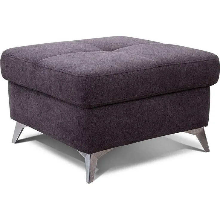 CAVADORE Polsterhocker Bali / Trendiger Sofahocker passend zum Ecksofa Bali / 72 x 46 x 72 / Echtleder: Dunkelgrau