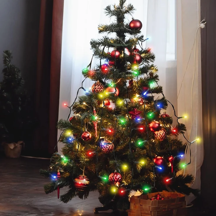 SALCAR 0,6m Christbaumbeleuchtung mit Ring und 8 Girlanden, 48er LED Überwurf Lichterkette Weihnachtsbaum Wasserdicht Weihnachtsbeleuchtung für 60cm, 90cm, 120cm, Tannenbaum - Bunt – Bild 4