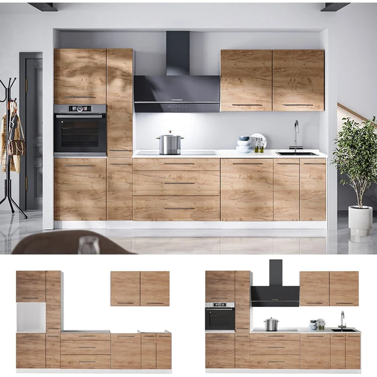 Küchenzeile Fame-Line Goldkraft Eiche 310 cm, AP Eiche Vicco – Bild 4