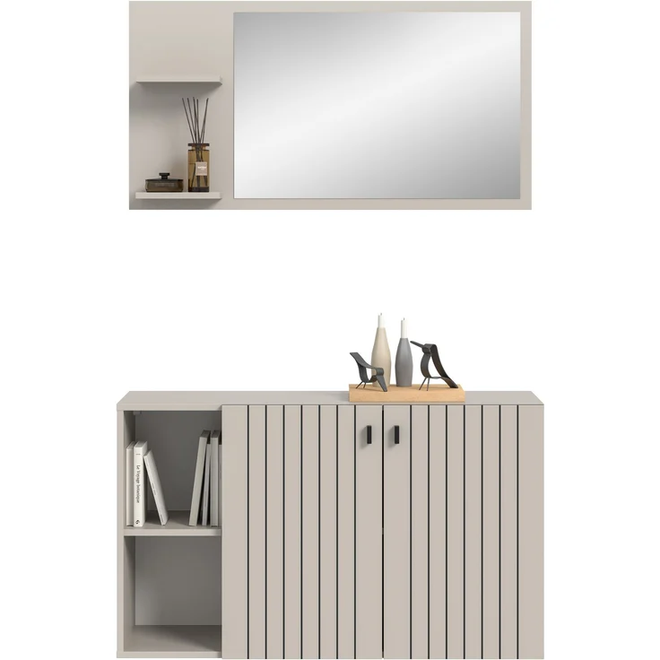 Garderobenkombination (B/H/T: 106x192x37 cm) in Kaschmir Nachbildung – Bild 2