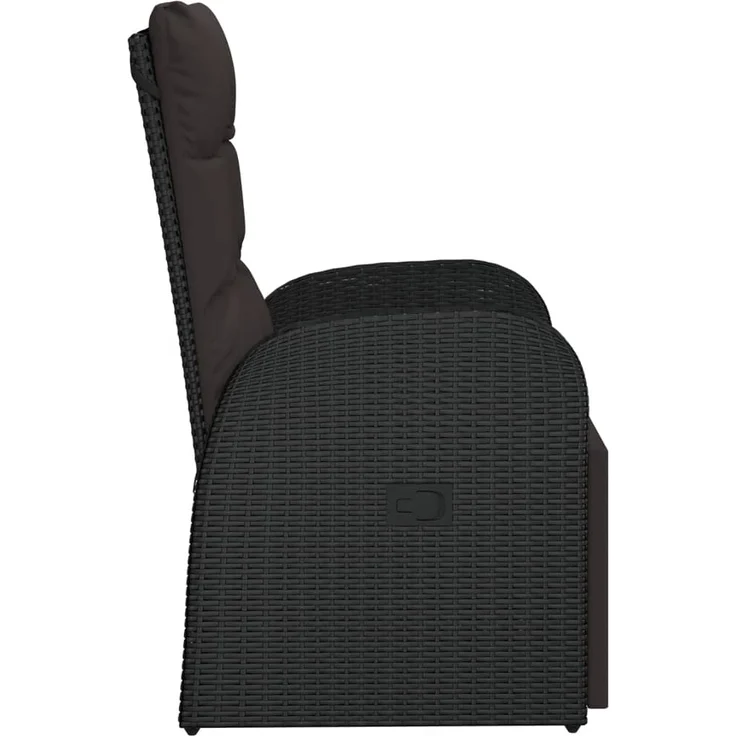 vidaXL Garten-Liegestuhl mit Auflage, Polyrattan, 106 x 69 x 57 cm, Schwarz – Bild 4