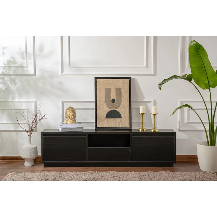 TV-Ständer, 'Vanguard', 42 x 29,5 x 160, Holz Schwarz – Bild 3
