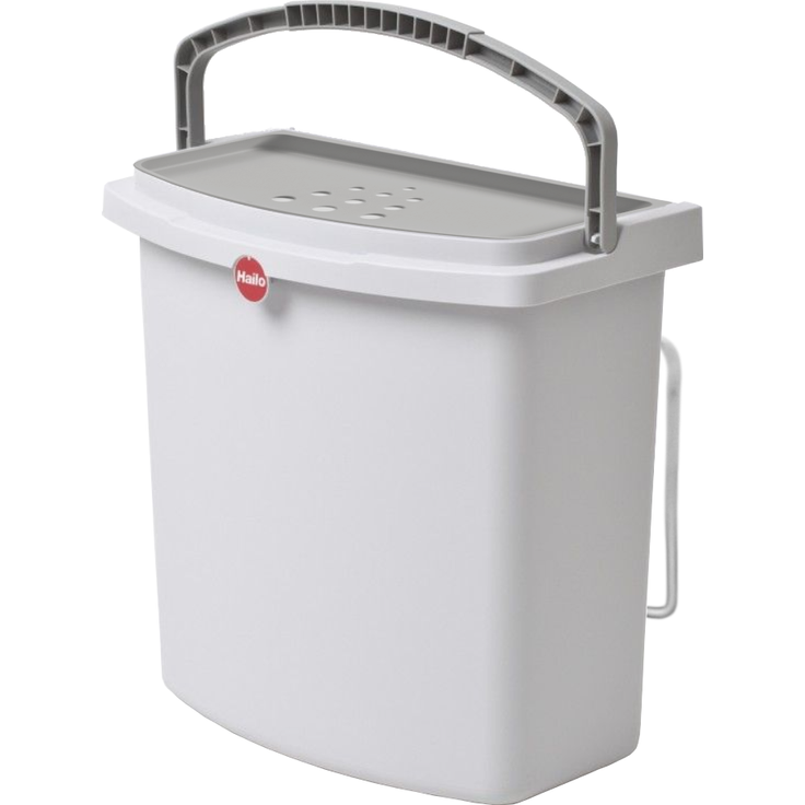 Hailo Multifunktionseimer 1068099 hellgrau mit Deckel und Wandhalter 318 x 179 x 315 mm