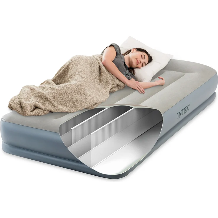 Intex 'DuraBeam Mid-Rise' Luftbett mit eingebauter, elektrischer Pumpe, PVC grau / hellgrau, 99x191 cm – Bild 8