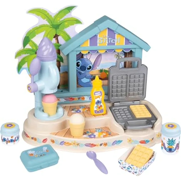 Smoby Stitch Beach Bar, Spielküche mit Eismaschine und Waffeleisen, inkl. Zubehör, bunt