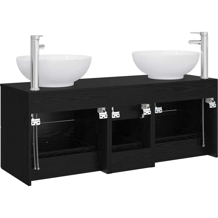 vidaXL Badezimmerschrank-Set 3 stk. Schwarz 129 x 44,5 x 80 cm 3405908 – Bild 7
