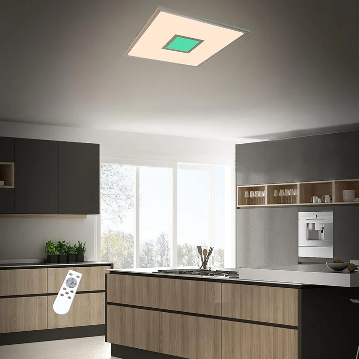 TRANGO LED Panel, 3027 LED Deckenlampe 24 Watt LED Modul - 2400 Lumen *MO* stufenlos dimmbar & Lichtfarbe steuerbar mit Fernbedienung von 3000K-6000K & integrierter RGB Farbwechsel Ambiente Beleuchtung, Deckenleuchte, Wandlampe, Deckenpanel, Wohnzimmer... – Bild 9