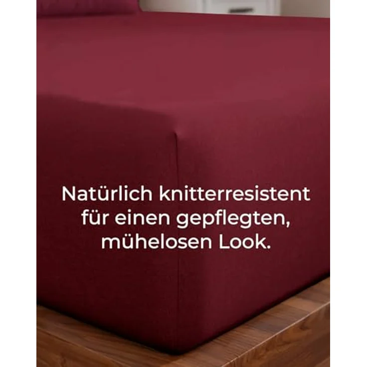 Spannbettlaken Jersey 90x200 - Baumwolle Boxspringbett 40cm tief - Bordeaux – Bild 6