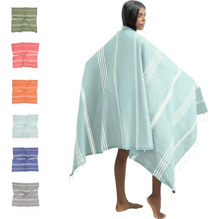 furora HOLIDAY Saunatuch Strandtuch Hamamtuch: groß 100x200 cm Saunatuch, Strandhandtuch dünn, Strandtuch Saunatuch aus 100% Baumwolle Strandtuch Set