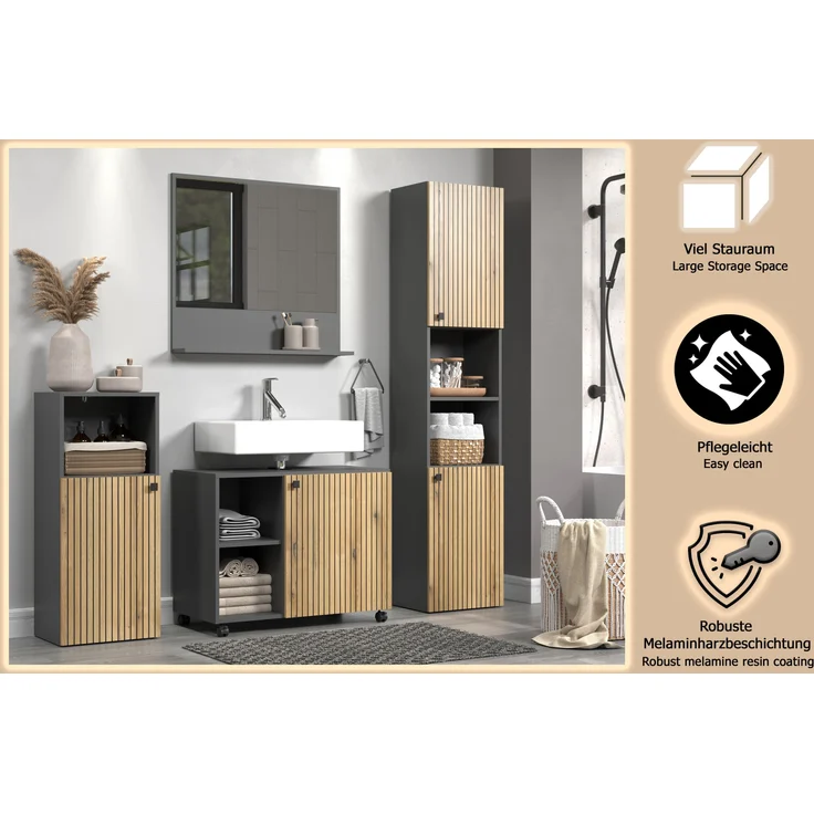 Badmöbel Set Bliss in Evoke Eiche und grau 180 cm – Bild 8