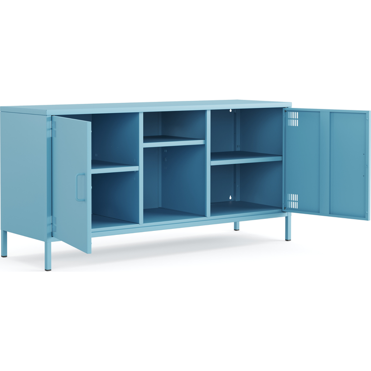 Metall Möbel Pera3, TV-Schrank 3 Regale - 130,5 x 40 x 64,5 cm Blau – Bild 3
