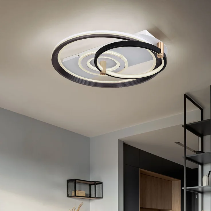 LED Deckenleuchte, Dimmbar, Fernbedienung, Metall, schwarz – Bild 3