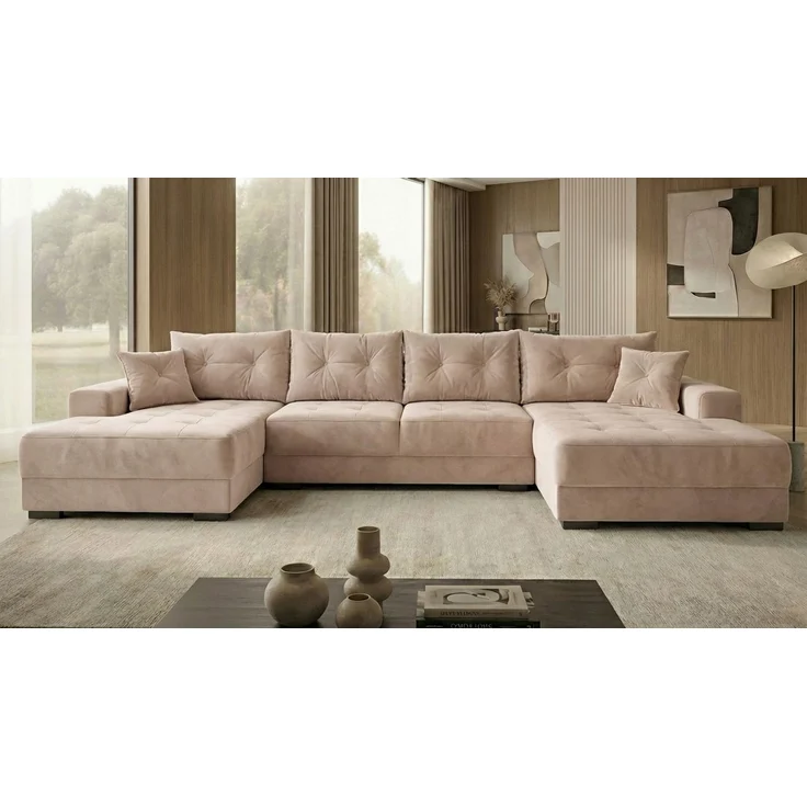 Ecksofa MODENA 320 cm x 185 cm – Stoff: VELUTTO Beige 2 Farbe: Beige – Bild 3