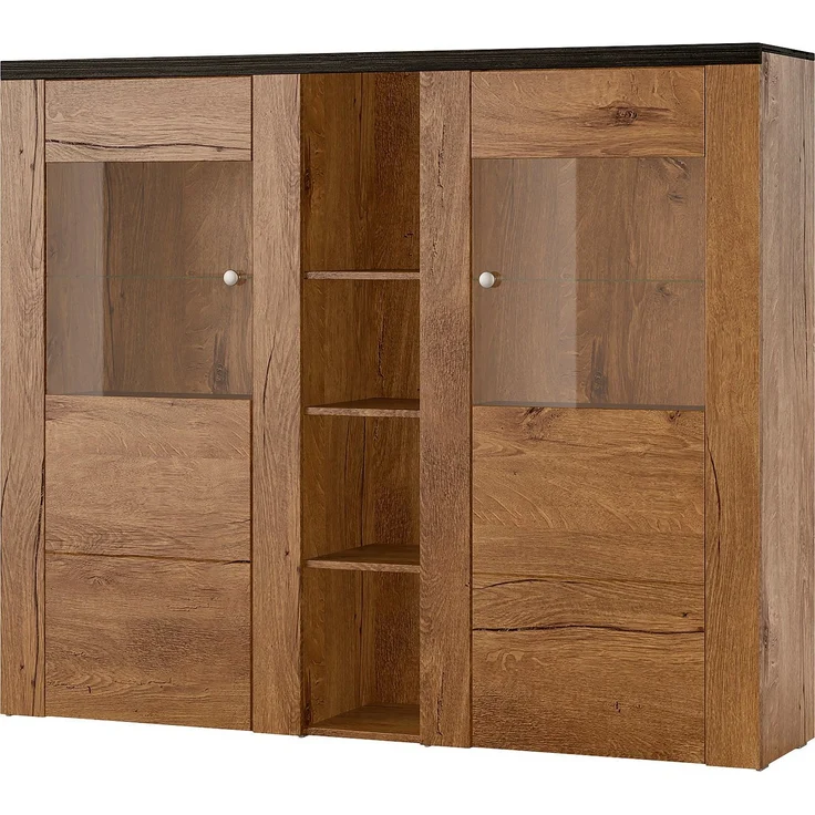 Home affaire Highboard Larona, zeitlose Hochkommode mit 2 Türen, Türkommode, Höhe 129,5 cm, Anrichte mit dekorative Rahmenoptik, Türen mit Glaseinsatz – Bild 5