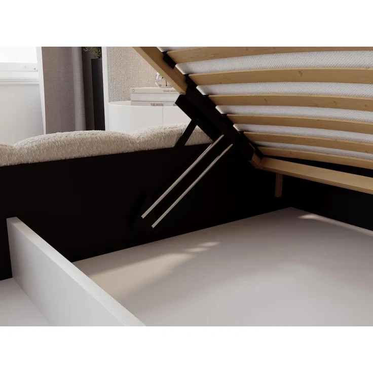 GRAINGOLD Modo Polsterbett 180x200, Doppelbett mit Kopfteil, groß Stauraum, Bouclé-Stoff, Beige – Bild 6