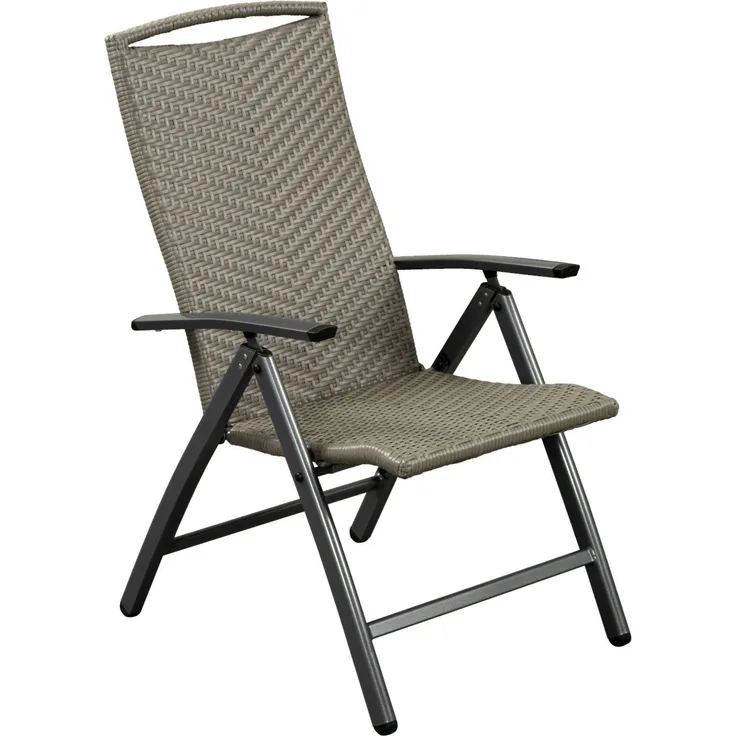 Inko Klappsessel York Aluminium graphit/Geflecht grau 5-fach verstellbar Hochlehner 74x61x108 cm