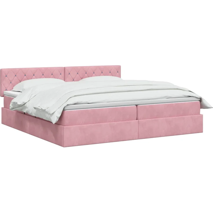 vidaXL LED-Speicherbett mit Matratze Rosa 200 x 200 cm Samt 3459215 – Bild 3
