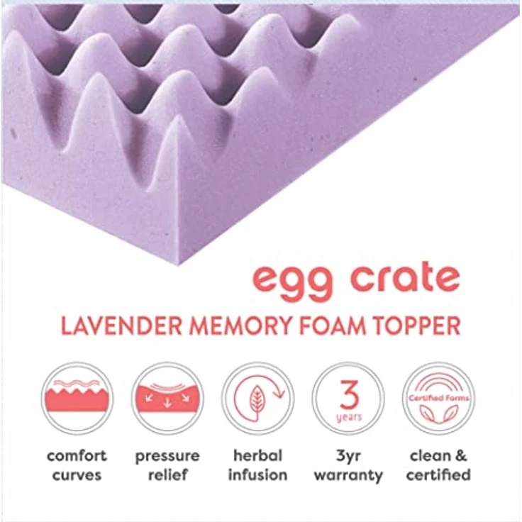 Best Price Mattress Matratzenauflage aus Memory-Schaum, 7,6 cm, mit beruhigendem Lavendel-Infusion, CertiPUR-US-Zertifiziert, Queen – Bild 4