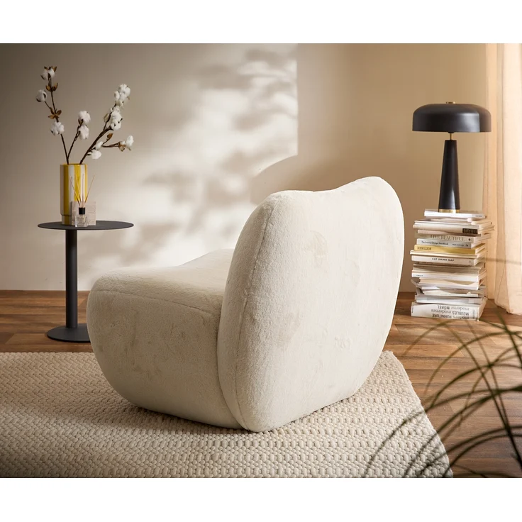 Loungesessel Zena 75x85 cm Plüsch Creme-Weiß – Bild 5