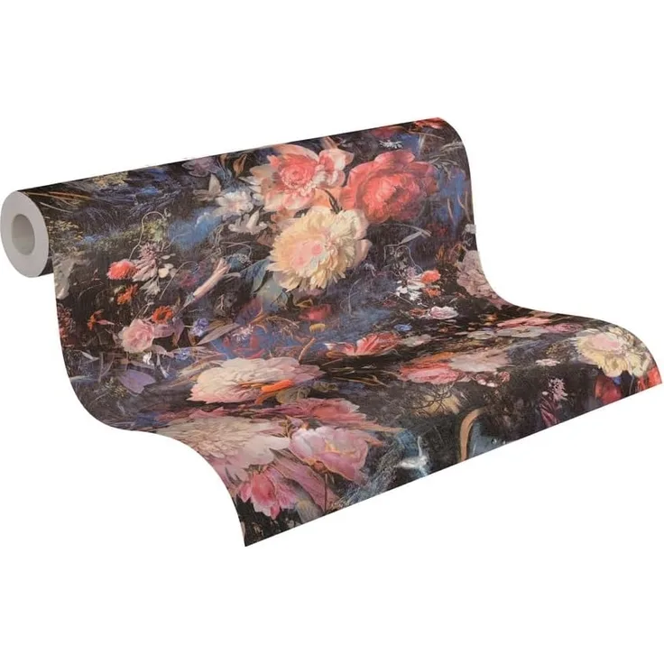 A.S. Création Vliestapete THE BOS Blumentapete Floral, leicht strukturiert, abstrakt, gemustert, leicht glänzend, (1 St), Blumenwand Tapeten Wohnzimmer Schlafzimmer Küche modern Design Optik