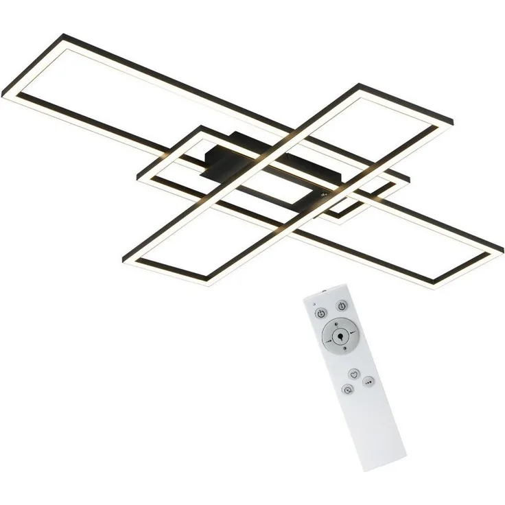 Nettlife LED Deckenleuchte Dimmbar Schwarz/Weiß Deckenlampe Modern Deckenbeleuchtung Wohnzimmer, Dimmbar mit Fernbedienung, LED fest integriert, für Wohnzimmer Schlafzimmer Küche Flur Büro