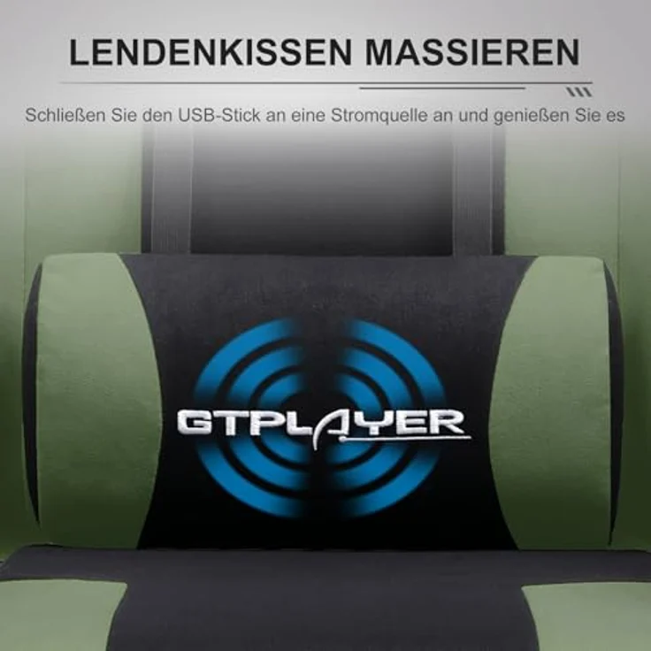 GTPLAYER Bürostuhl Gaming Stuhl Stoff Gaming Sessel Ergonomischer Gamer Stuhl mit Fußstütze, Kopfstütze Lendenkissen, Gepolstert Gaming Chair, Drehsessel – Bild 9
