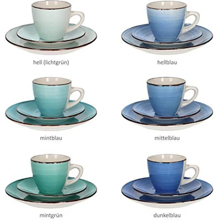 MamboCat Kaffeeservice 18tlg. Kaffeeservice Blue Curacao 6 Personen in Blau-Tönen, Steingut – Bild 6