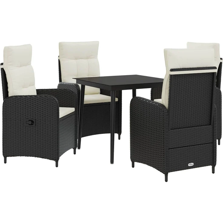 vidaXL Sofa-Tischset 5 stk. Schwarz und Cremeweiß 80 x 80 x 74 cm 3422451 – Bild 2