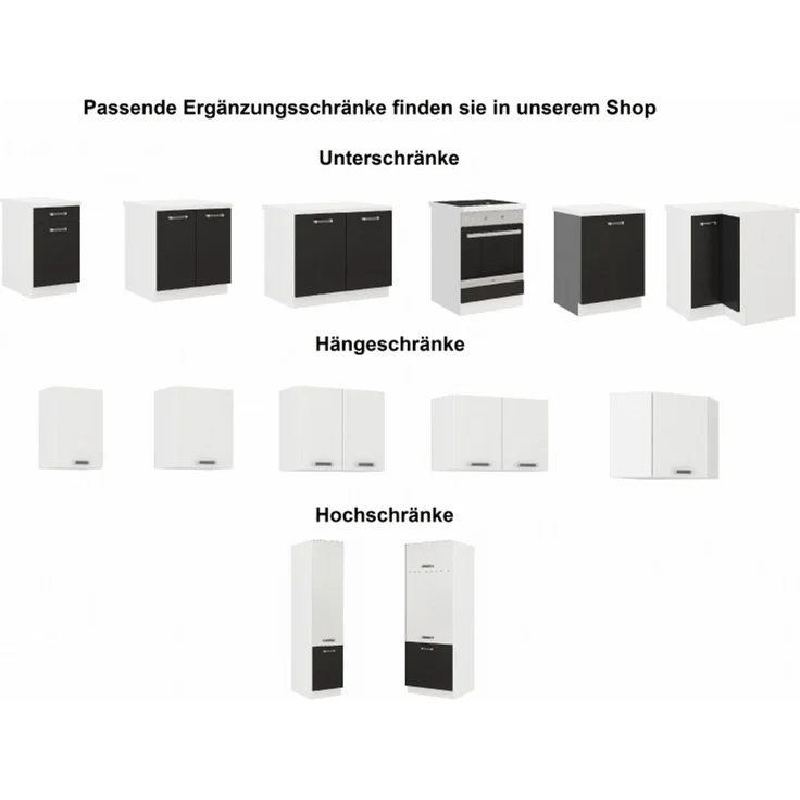 Küchen Eckunterschrank 89x89 cm für das Modell „Omega 240 Schwarz + Weiß“ – Bild 3