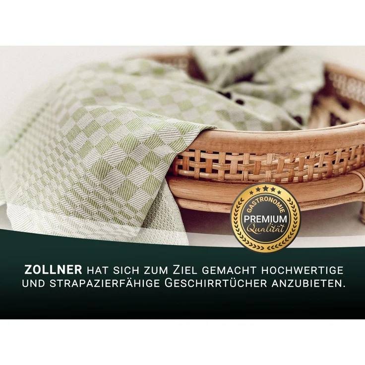 ZOLLNER 10er Set Geschirrtücher, 100% Baumwolle, 46x70 cm, saugstark, hellgrün kariert – Bild 5