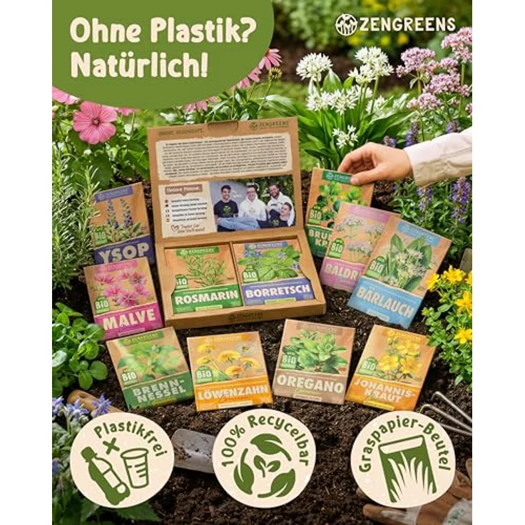 ZenGreens® - Bio Wildkräutersamen im 15er Set - 15 Wildkräuter Samen für den einfachen Anbau im Garten, Balkon oder Hochbeet - Pflanzensamen - Saatgut – Bild 5