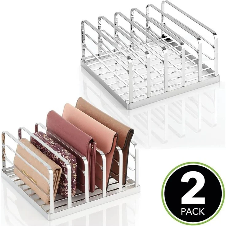 mDesign Aufbewahrung Ablage Organizer 2er-Set für Clutch + Handtaschen Silber – Bild 3