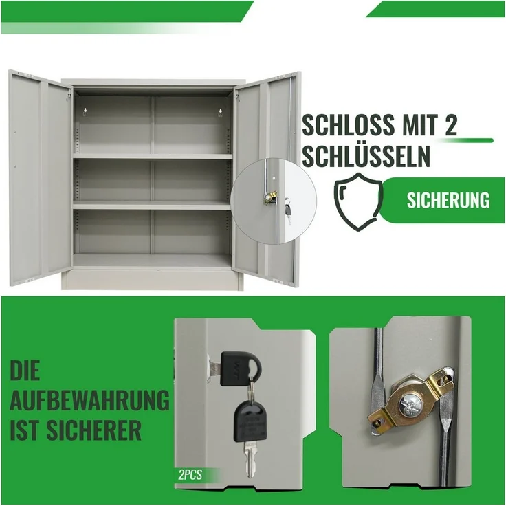 ONDIS24 Aktenschrank Mehrzweckschrank Stahlschrank - Büroschrank Metallschrank abschließbar mit justierbaren Einlegeböden, 50Kg Pro Einlage – Bild 3