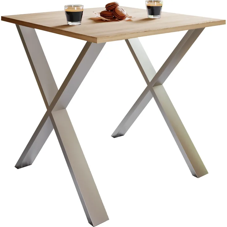 VCM Esstisch Xona 916832 Silber / Sonoma-Eiche H. 76 x B. 80 x T. 80 cm