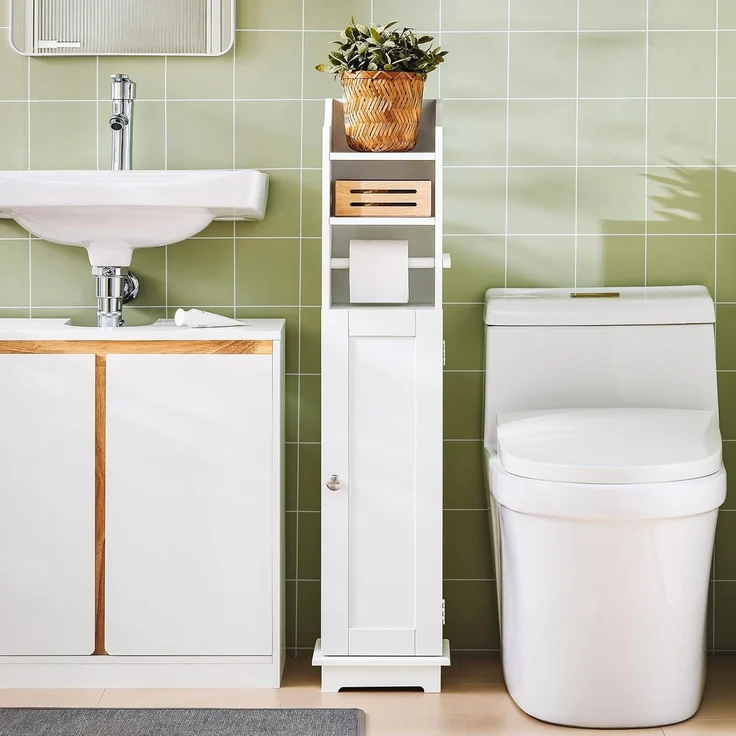 Freistehend Toilettenrollenhalter Badregal, FRG177-W – Bild 2