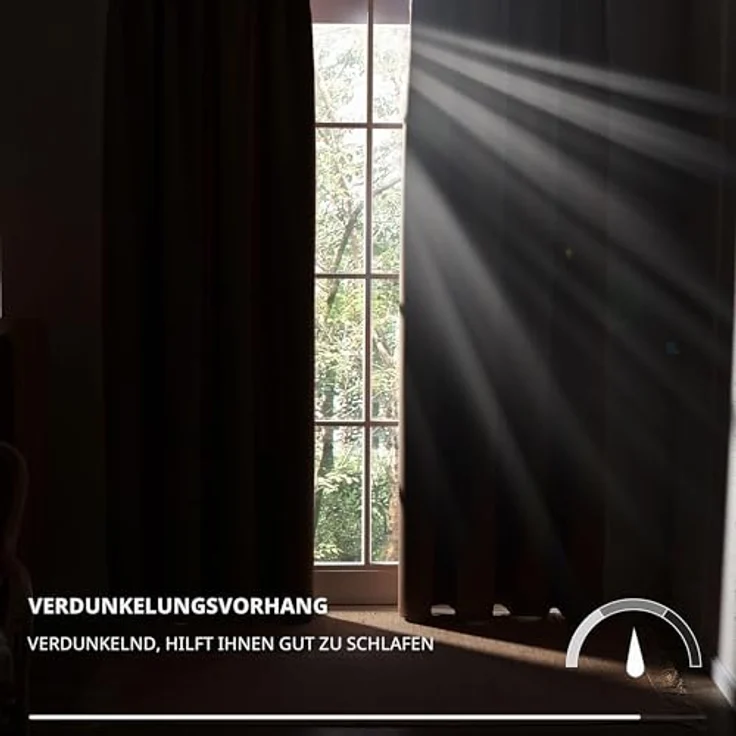 Deconovo Gardinen für Schienensystem Blickdicht Vorhänge Deko Dunkelblau | 2er Set, H 138 x B 168 cm, Thermal Curtains, Schlafzimmer Gardinen, Raumtrenner Vorhang, Gardinen Kurz, für Schienensystem – Bild 8