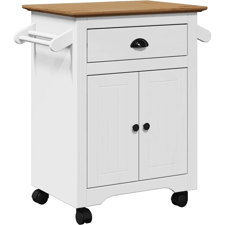 vidaXL Küchenwagen BODO Weiß und Braun 72x45x80 cm 4016876 – Bild 1