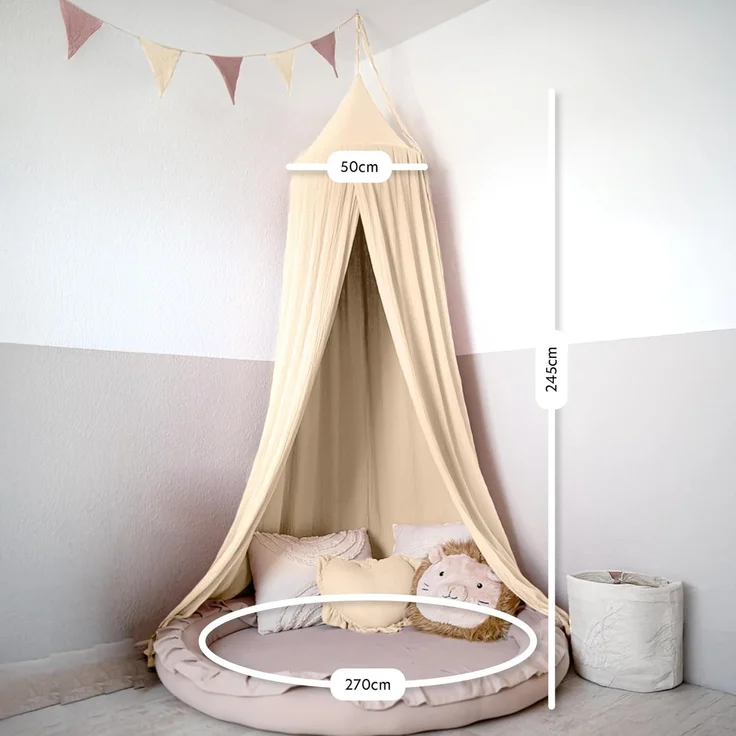 lilimaus Betthimmel Hochwertiger Baldachin Betthimmel Kinderzimmer, Gold Applikation, Stilvoller Baldachin für Baby- und Kinderzimmer – Bild 5