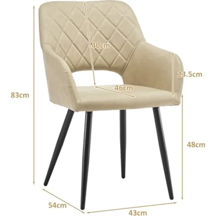 TUKAILAI Esszimmerstühle 2er Set aus Kunstleder, Küchenstuhl Polsterstuhl mit Offener Rückenlehne,Armlehnen,Gepolstertem Sitz, Metallbeinen, Stühle für Wohnzimmer,Esszimmer,Küche – Bild 4