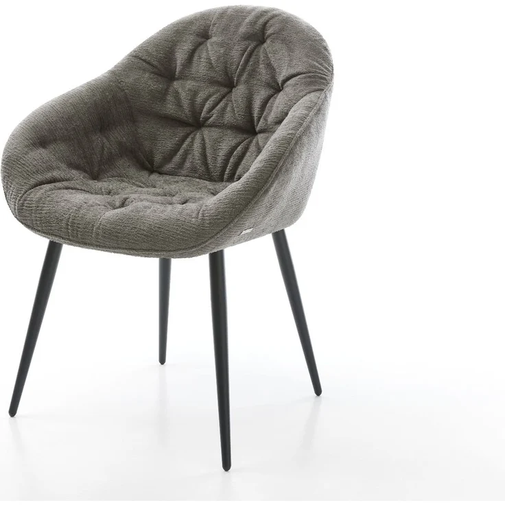 Esszimmerstuhl Gaio-Flex Bouclé Soft Schlamm 4-Fuß konisch Schwarz – Bild 1