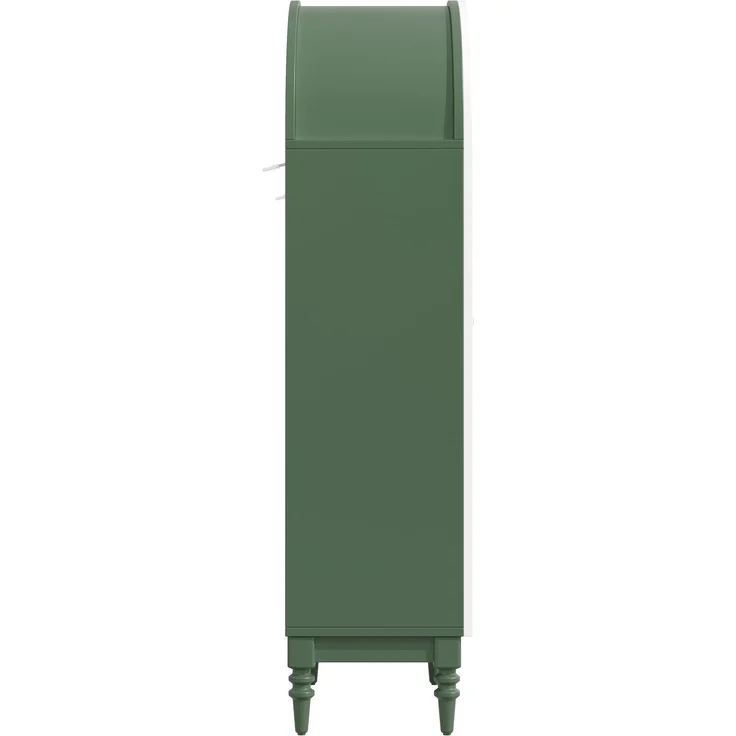 2-set Bogen-Vitrinenschrank 165cm mit Riffelglas-Doppeltüren, 3 Einlegeebenen, 2 Farben (Dunkelgrün+Weiß)--Grün--76x38.5x165cm--YOUDENOVA – Bild 9