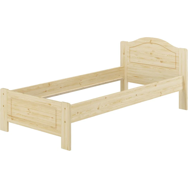 Massivholzbett Einzelbett Holzbett 90x200 Kiefer unbehandelt mit Zubehör V-60.37N-09Rollrost inkl. – Bild 2