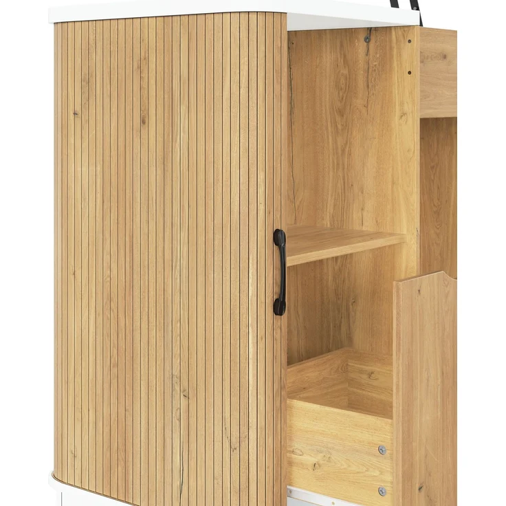 Höhenverstellbarer Schreibtisch mit Stauraum, 140x50x78/92 cm, Weiß/Eichenoptik – Bild 9