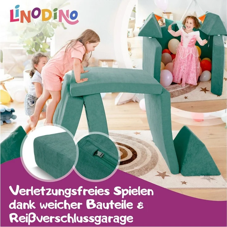 Linodino Kindersofa Spielsofa I aus Schaumstoff Bausteine I Spielcouch für Kinder, Wasserfeste Unterbezüge, Waschbare Chenille Bezüge 30° – Bild 3