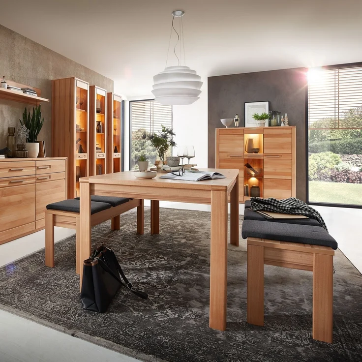 Highboard >Nature One< 3 Türen, mit LED, FSC, Kernbuche teilmassiv - 127x137x40cm (B/H/T) – Bild 7