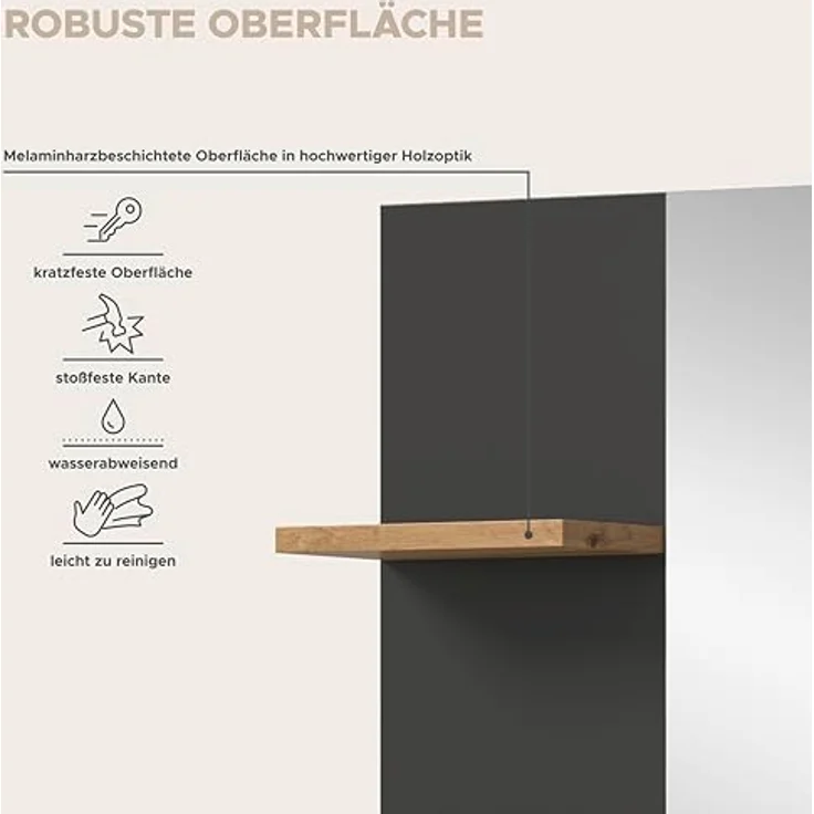Xonox Canu Spiegel (B/H/T: 63x73x16 cm) in Basalt grau Nachbildung und Artisan Nachbildung – Bild 8