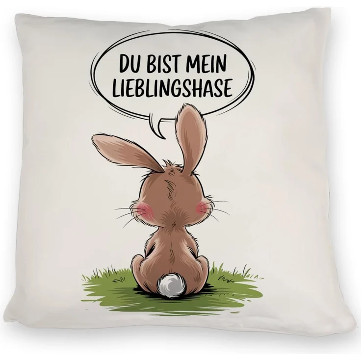 speecheese Dekokissen Du bist mein Lieblingshase Kissen – Bild 1